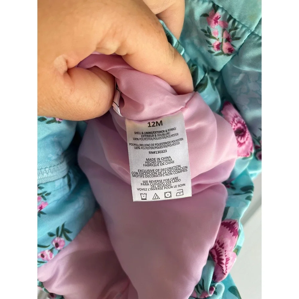 Kids Headquarters‎ Baby Girls Cute Y2K Floral Print Peplum Hooded Vest 12M